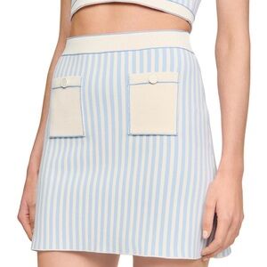 Sandro Cream and Blue Striped Skirt